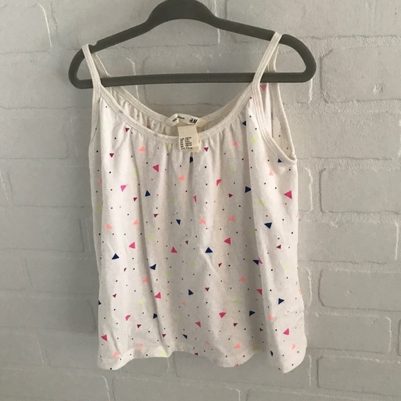 H & M Girl’s Tank top White Neon Graphic Size 4-6 - Picture 1 of 5